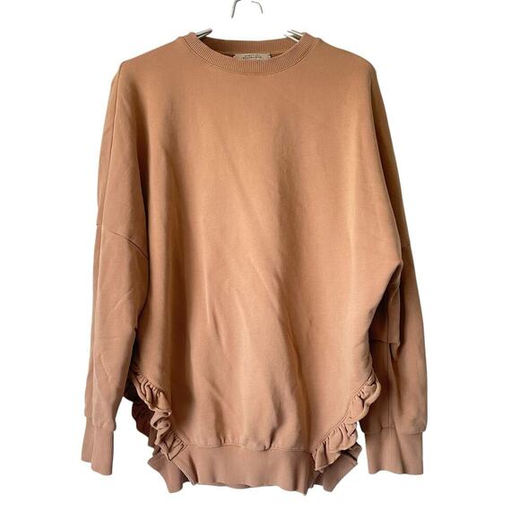 Dorothee Schumacher Ruffled Split Hem Sweatshirt Tan Size Womens Size 2 - Picture 1 of 8